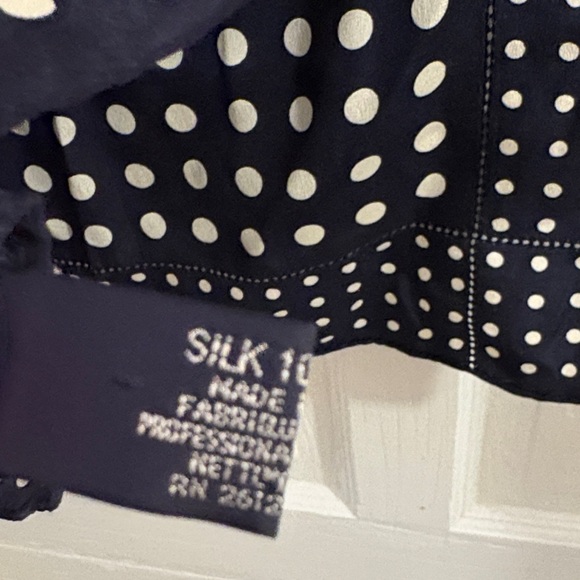 Vintage Ralph Lauren Navy & White Polka Dot Silk Scarf - Picture 4 of 11